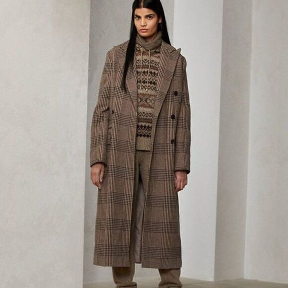 Ralph Lauren Collection ~ Fall 21 Isla Truffle & Morel Glen Plaid Wool Top Coat - Picture 13 of 17
